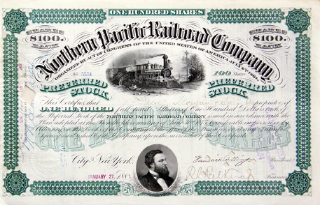 «Northern Pacific Railroad Co. stock certificate»